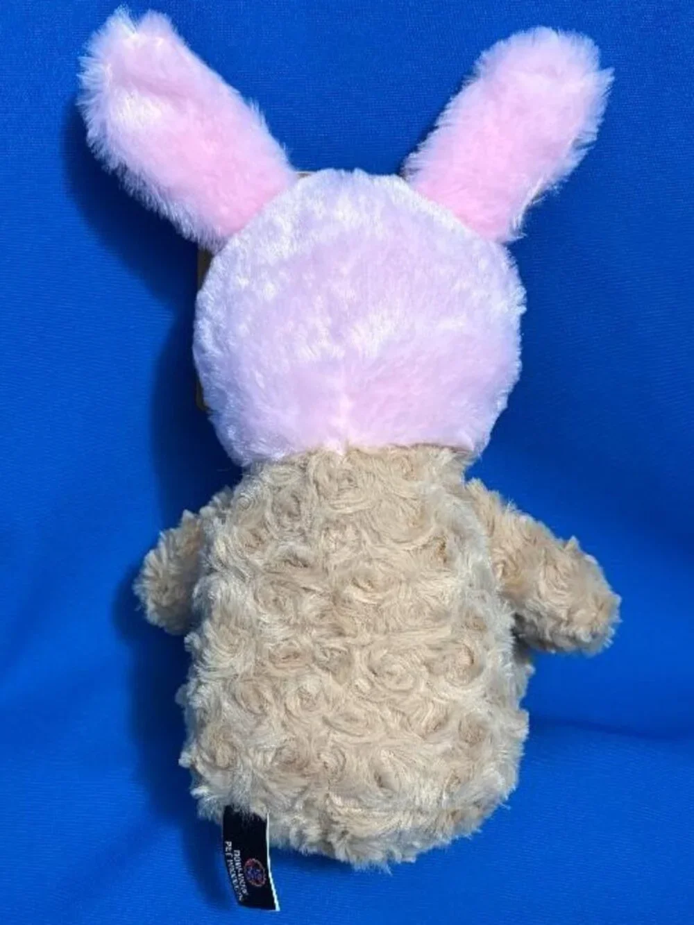 NEW  FUN & ADORABLE SWIRLY BEAR BUDDY DOG TOY WITH CRINKLE BUNNY EARS & SQUEAKER